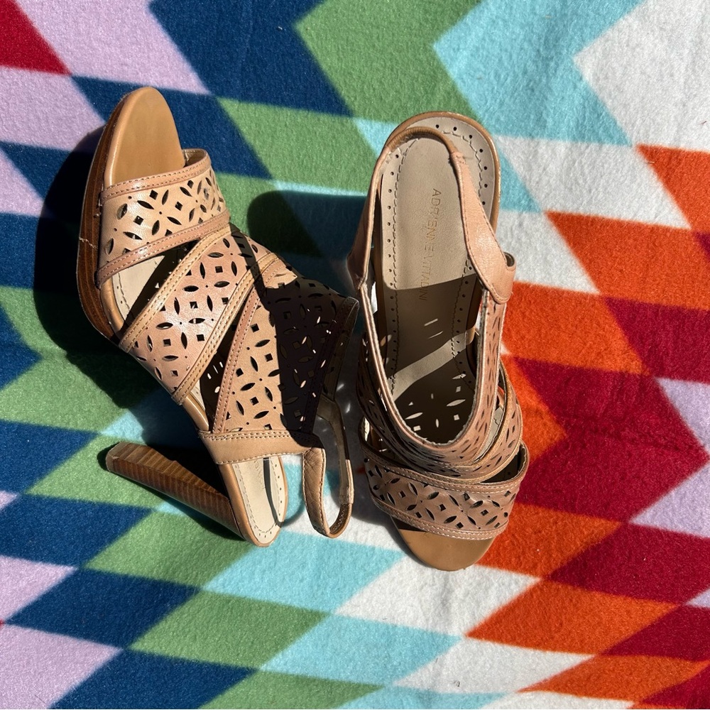 Adrienne Vittadini Tan Cutout Heels
